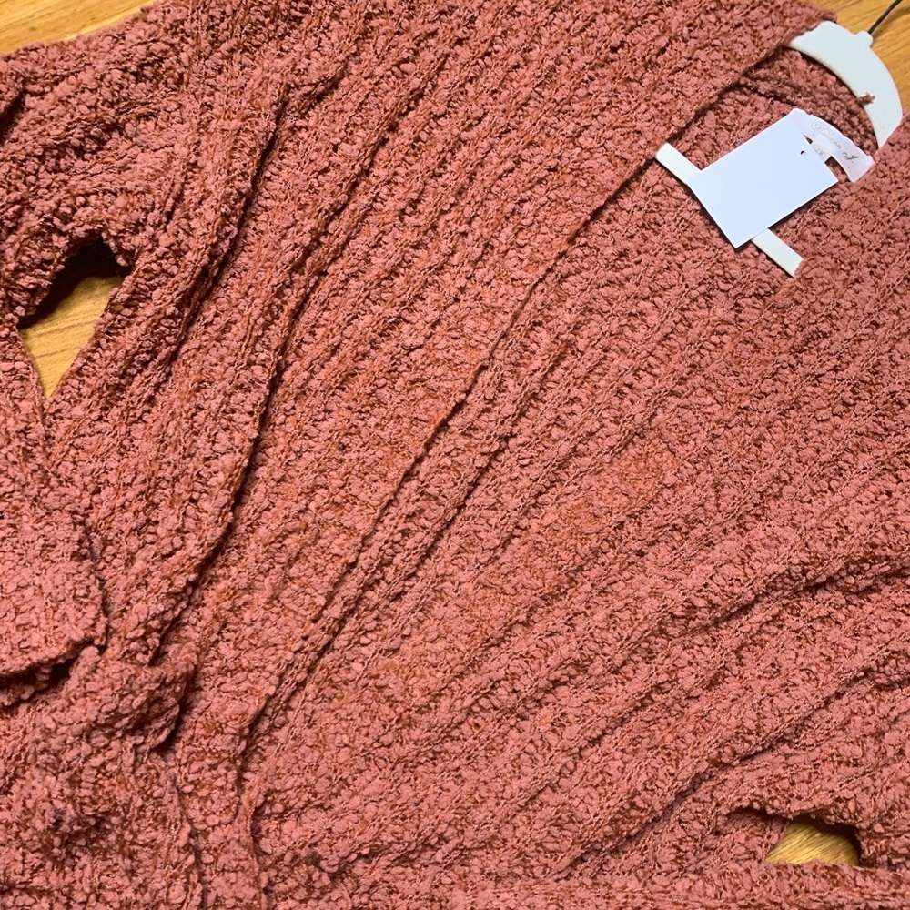 Plus Size Rust Popcorn Cardigan - Picture 4 of 4